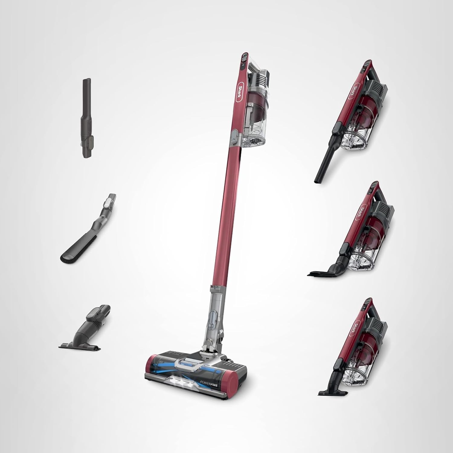 Shark Cordless Vacuum Cleaner, HEPA Filter, Lightweight, Portable, Rechargeable, Pet Hair Pickup, Removable Handheld, Crevice, Upholstery & Dusting Brush Included, 40-min runtime, Red, IZ362H