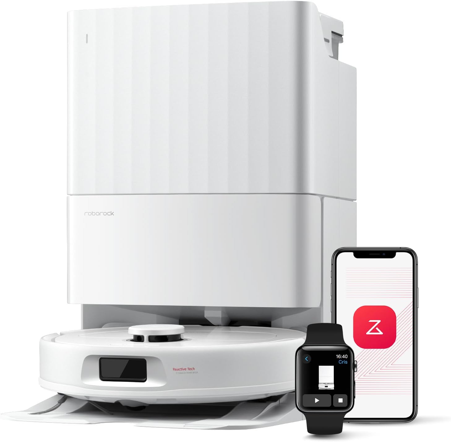 roborock Qrevo Series Robot Vacuum and Mop, 8000Pa Suction, Upgraded from Qrevo S, Anti-Tangle Brushes, Smart Obstacle Avoidance, Auto Mop Washing, All-in-One Dock, 200RPM Spinning Mops, Black(QV 35A)