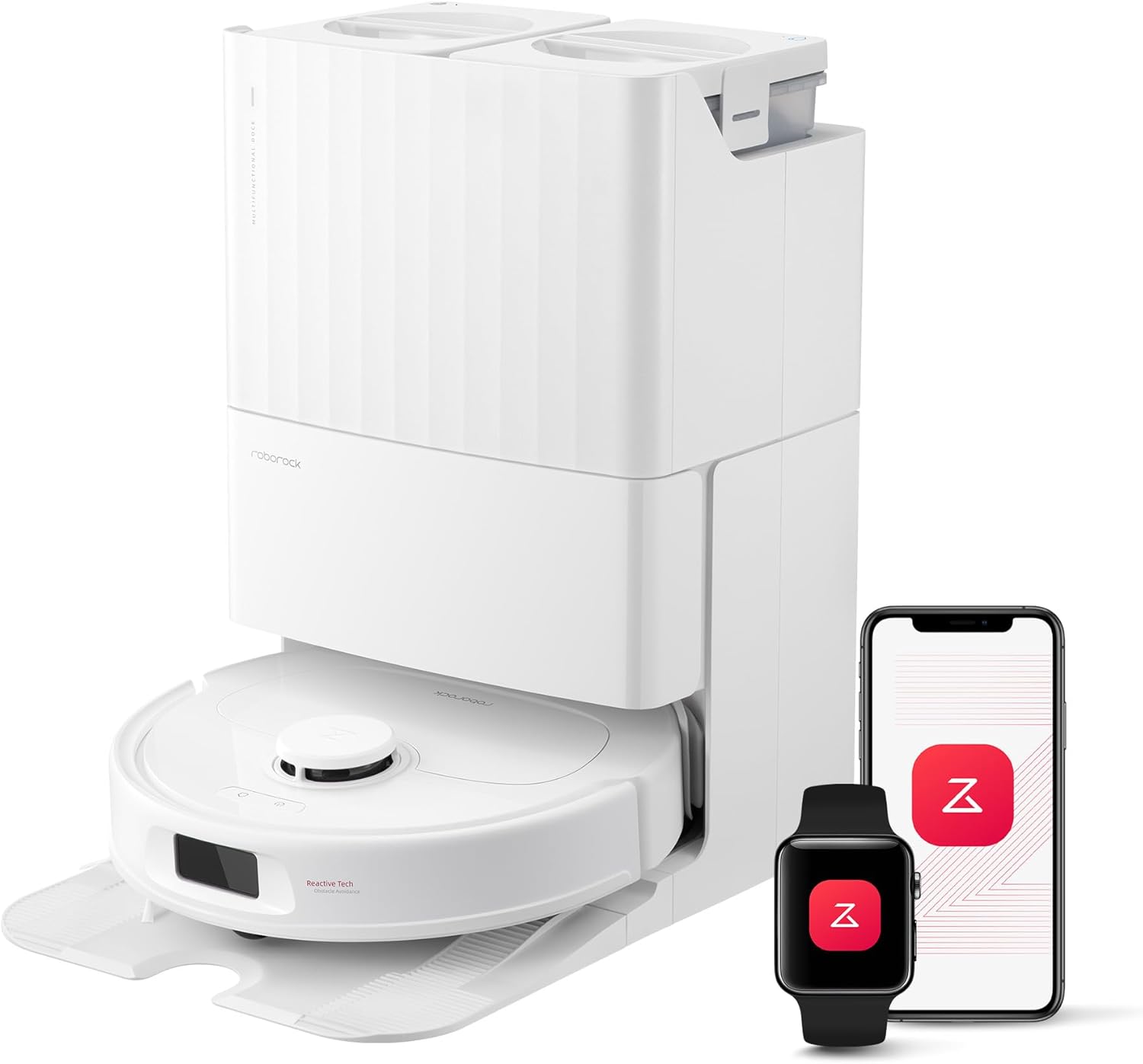 roborock Qrevo Series Robot Vacuum and Mop, 8000Pa Suction, Upgraded from Qrevo S, Anti-Tangle Brushes, Smart Obstacle Avoidance, Auto Mop Washing, All-in-One Dock, 200RPM Spinning Mops, Black(QV 35A)