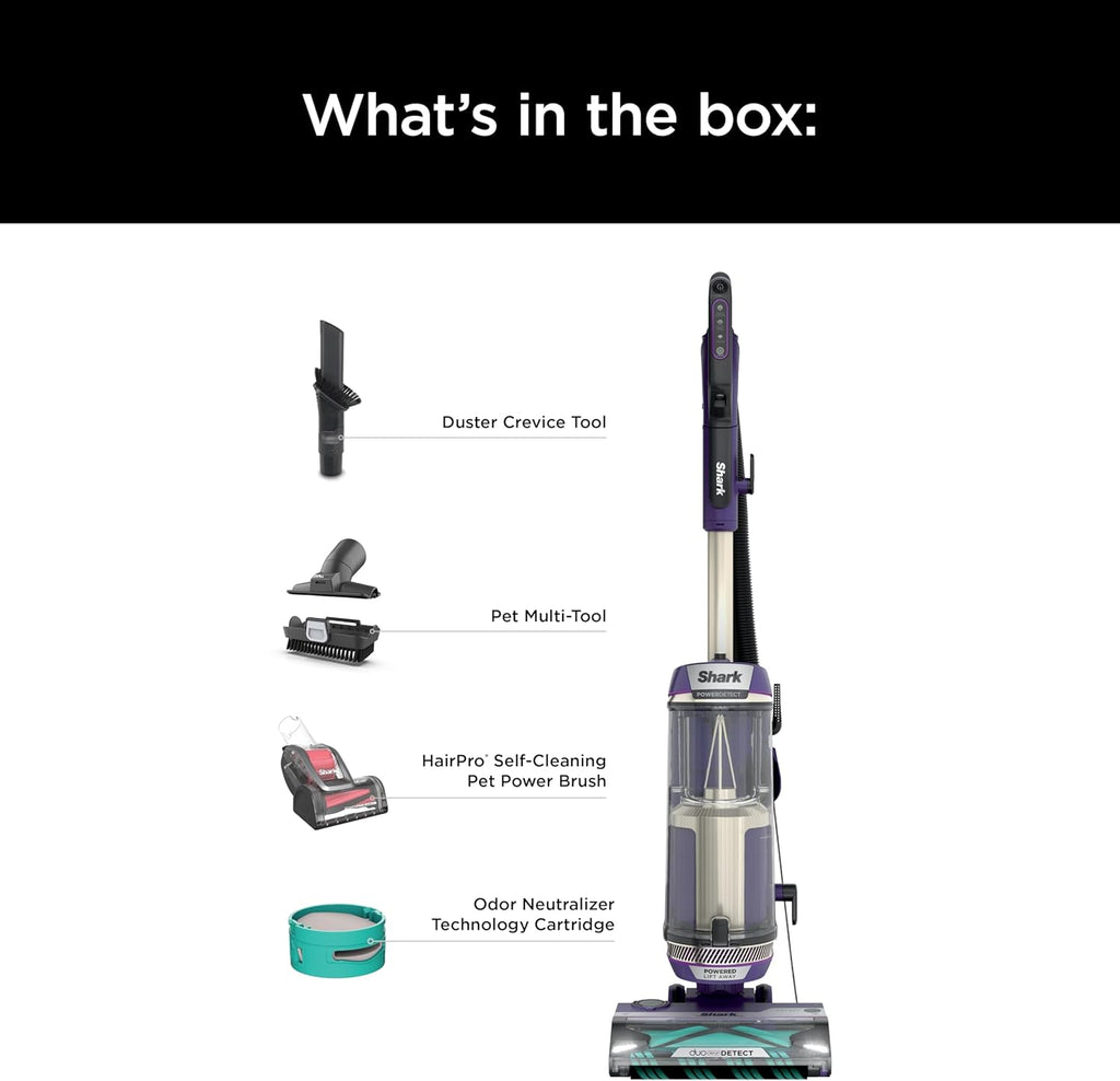 Shark Upright Vacuum, Stratos with DuoClean PowerFins, HairPro, Powered Lift-Away, Self-Cleaning Brushroll, & Odor Neutralizer Technology, Navy, AZ3002