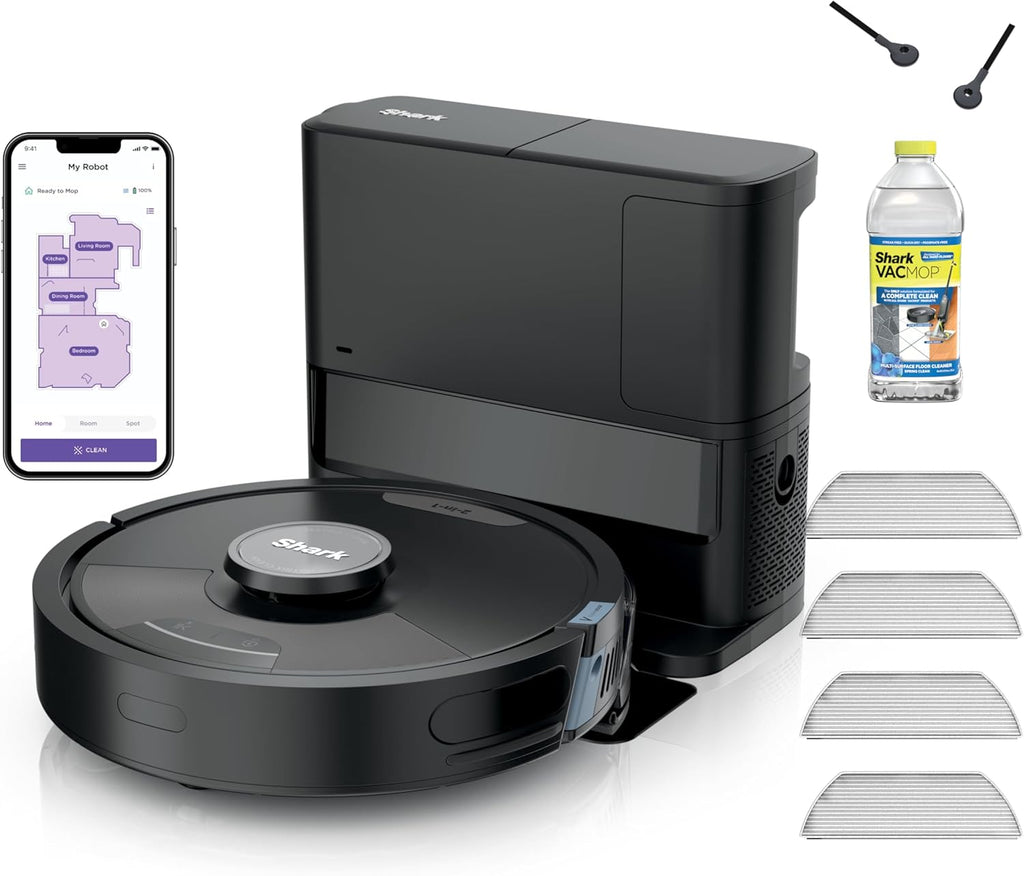 Shark AV2501AE AI Robot Vacuum with XL HEPA Self-Empty Base, Bagless, 60-Day Capacity, LIDAR Navigation, Perfect for Pet Hair, Compatible with Alexa, Wi-Fi Connected, Carpet & Hard Floor, Black