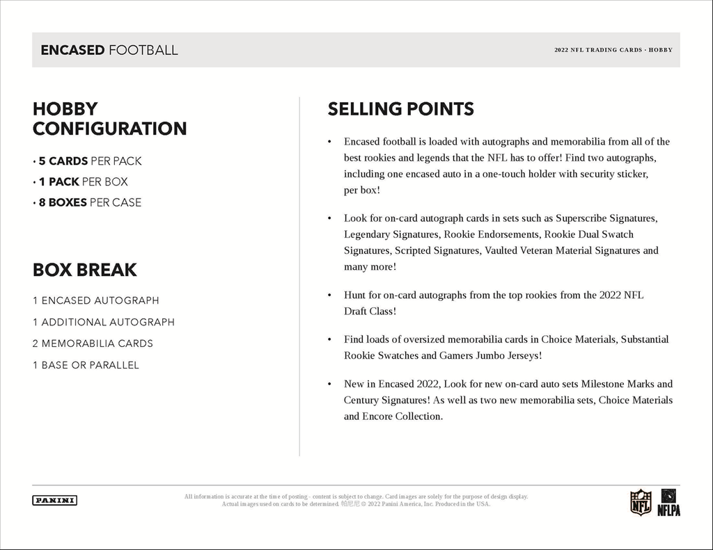 2022 Panini Encased Football Hobby Box