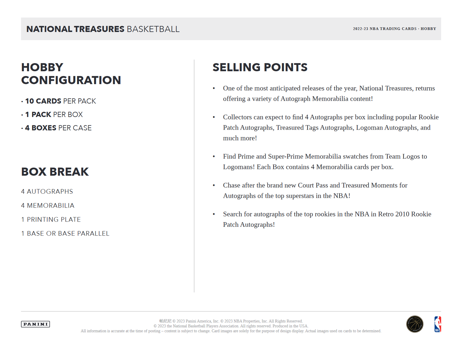 2022-23 Panini National Treasures Basketball Hobby Box