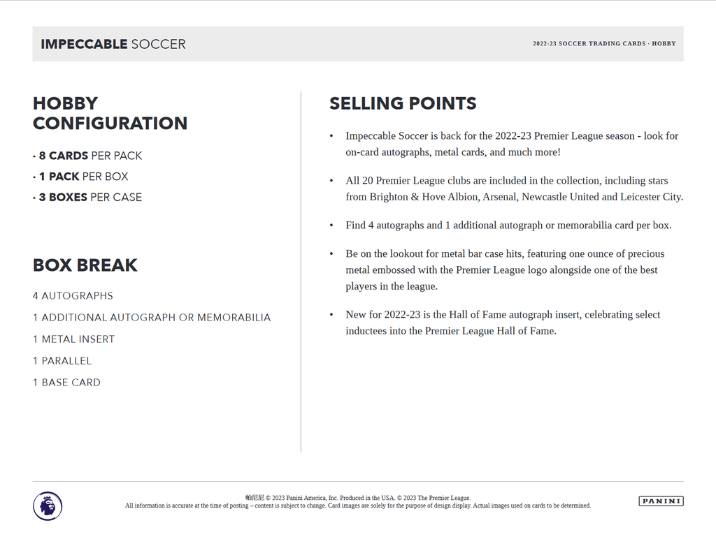 2022-23 Panini Impeccable Soccer Hobby 3 Box Case