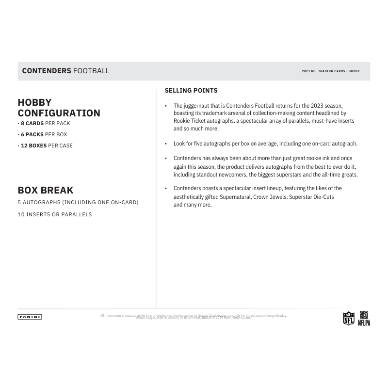 2023 Panini Contenders Football Hobby 12 Box Case